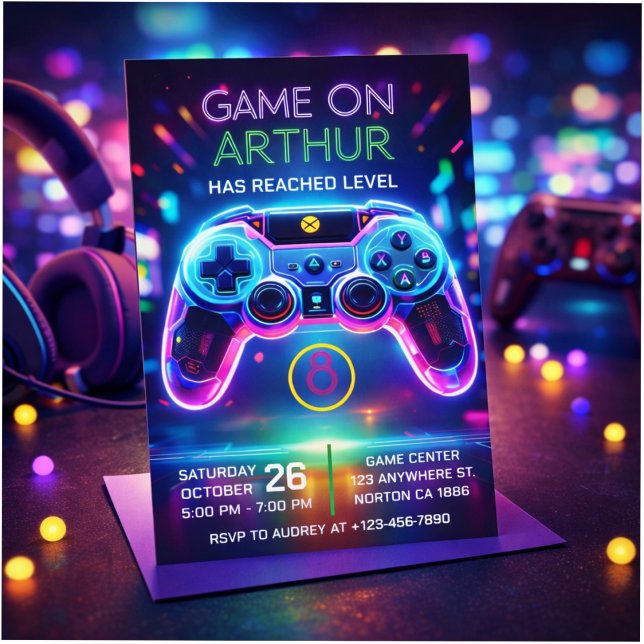 Invitación de cumpleaños para videojuegos (Subido por el creador)