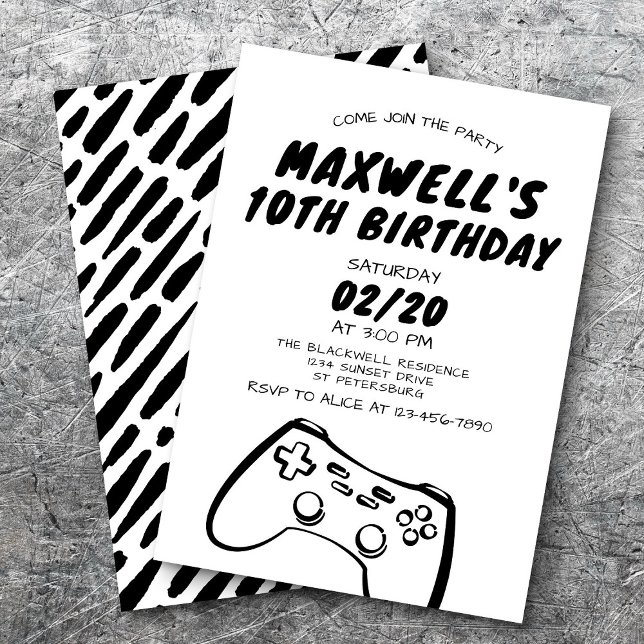 Invitación de cumpleaños para videojuegos (Subido por el creador)