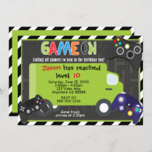 Invitación de cumpleaños para videojuegos de Game 