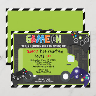 Invitación de cumpleaños para videojuegos de Game 