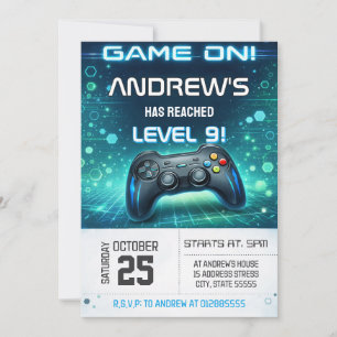Invitación de cumpleaños para videojuegos personal
