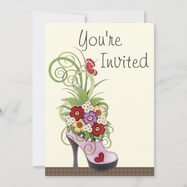 Invitación de cumpleaños para zapatos de tacón alt (Anverso)