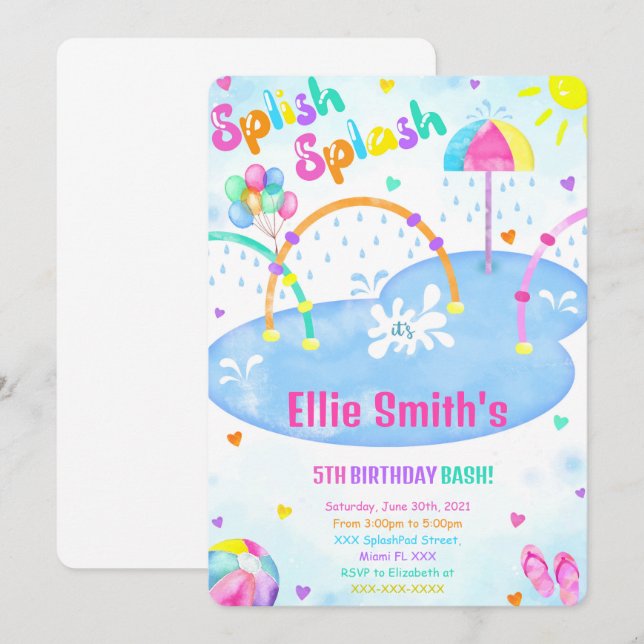 Invitación de cumpleaños para zona de juegos de ag (Anverso / Reverso)