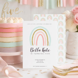 Invitación de cumpleaños Pastel Arcoíris | Fiesta