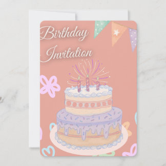 Invitación de cumpleaños Pastel | Cumpleaños Edita