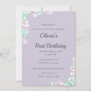 Invitación de cumpleaños pastel de cuento de hadas