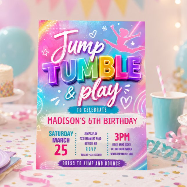 Invitación de cumpleaños pastel de salto en trampo (Subido por el creador)