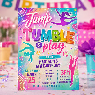 Invitación de cumpleaños pastel de trampolín de sa