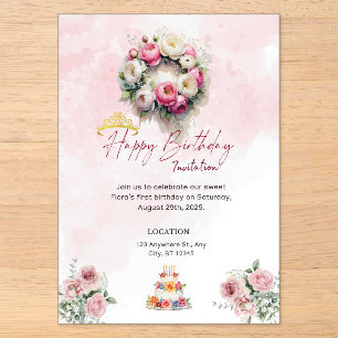 Invitación de cumpleaños Pastel Princess 15 Quince
