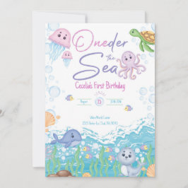 Invitación de cumpleaños pastel Under the Sea