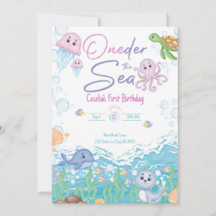 Invitación de cumpleaños pastel Under the Sea