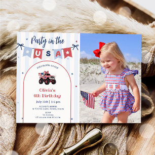 Invitación de cumpleaños patriótica roja blanca y