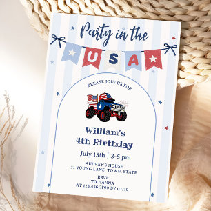Invitación de cumpleaños patriótica roja blanca y 