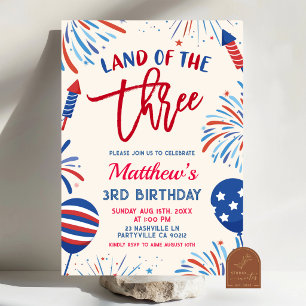 Invitación de cumpleaños patriótica Tierra de Tres