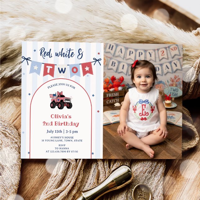 Invitación de cumpleaños patriótico rojo blanco y  (Subido por el creador)