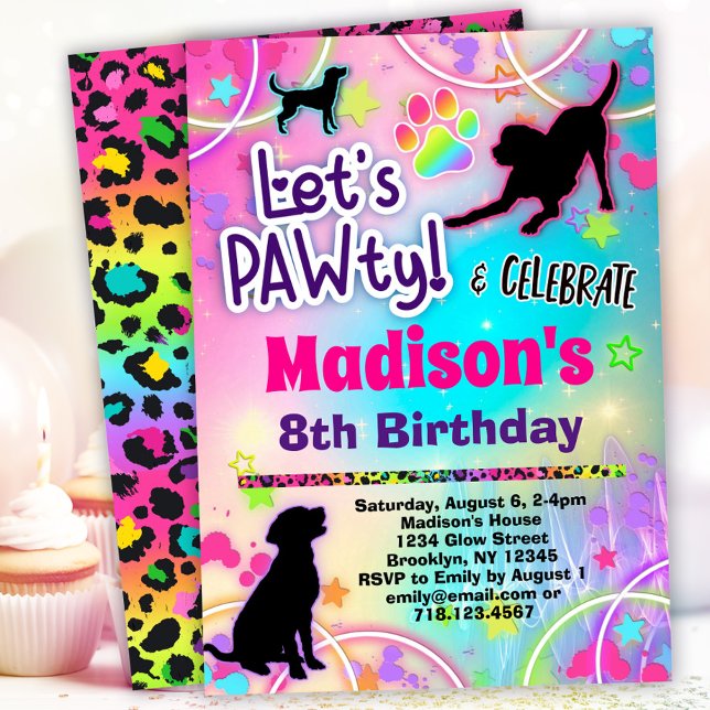 Invitación de cumpleaños PAWty para niños de Black (Subido por el creador)
