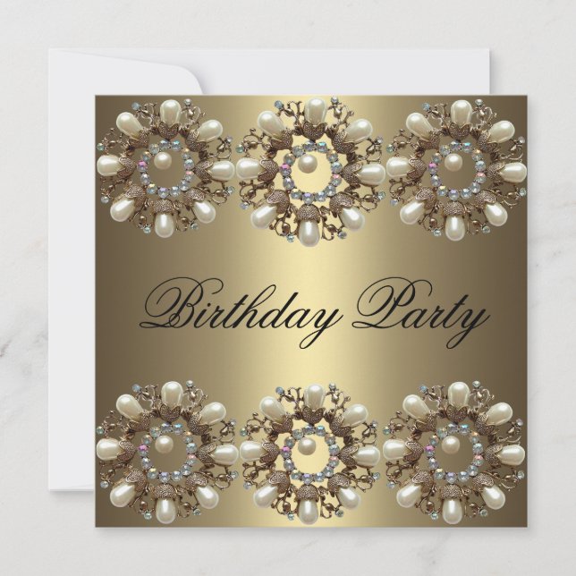 Invitación de cumpleaños Perla elegante (Anverso)