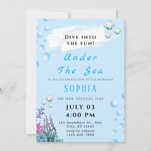 Invitación de cumpleaños personalizable bajo el ma (Anverso)