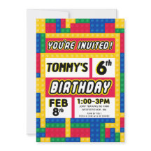Invitación de cumpleaños personalizable Brick Buil