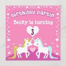 Invitación de cumpleaños personalizable de Unicorn