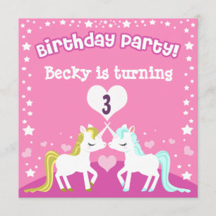 Invitación de cumpleaños personalizable de Unicorn