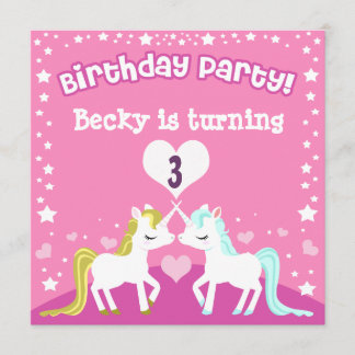Invitación de cumpleaños personalizable de Unicorn