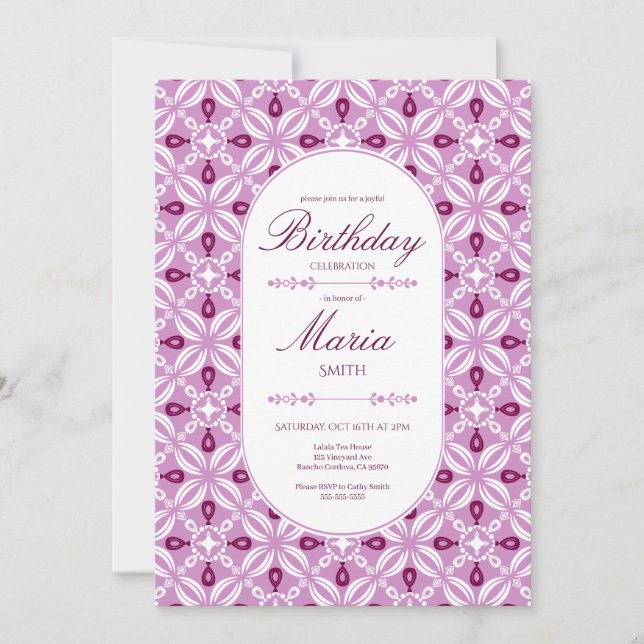 Invitación de cumpleaños personalizable en Petalin (Anverso)