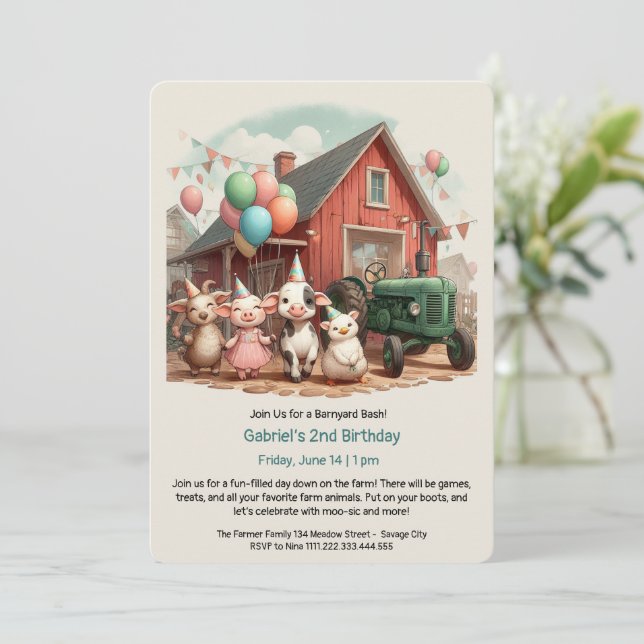 Invitación de cumpleaños personalizable para anima (Anverso de pie)