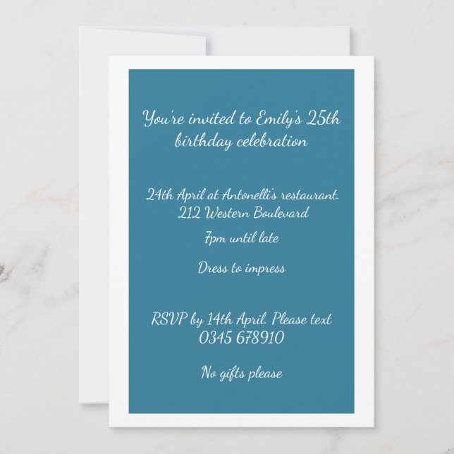 invitación de cumpleaños personalizable para fotos (Anverso)