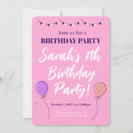 Invitación de cumpleaños personalizable para niñas