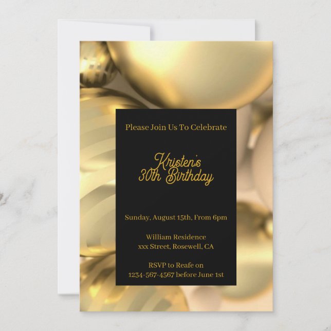 Invitación de cumpleaños personalizada (Anverso)