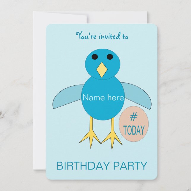 Invitación de cumpleaños personalizada azul para n (Anverso)