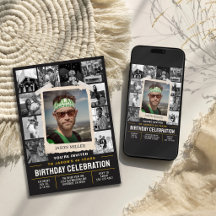 Invitación de cumpleaños personalizada, collage de
