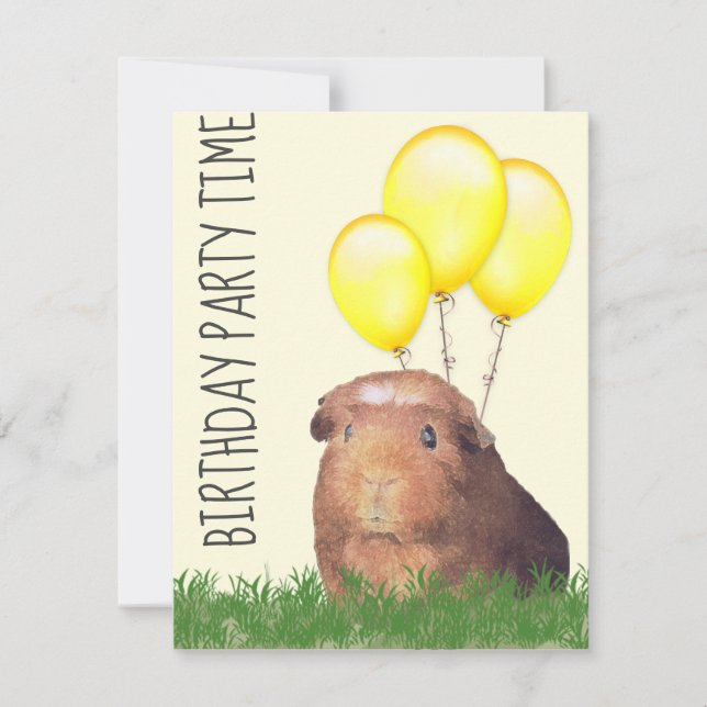 Invitación de cumpleaños personalizada con globos  (Anverso)