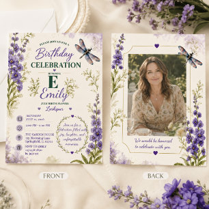 Invitación de cumpleaños personalizada con la flor