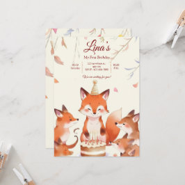 Invitación de cumpleaños personalizada con zorros