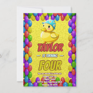 Invitación de Cumpleaños Personalizada Cute Pato d