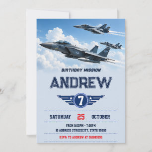 Invitación de cumpleaños personalizada de avión de