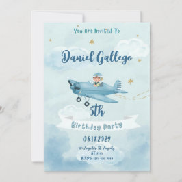 Invitación de cumpleaños personalizada de avión pa