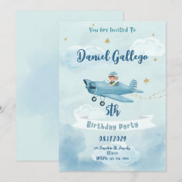 Invitación de cumpleaños personalizada de avión pa