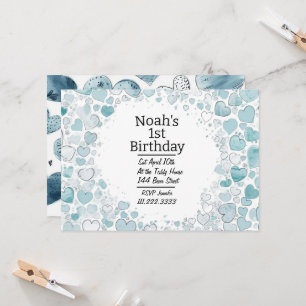 Invitación de cumpleaños personalizada de Blue Hea