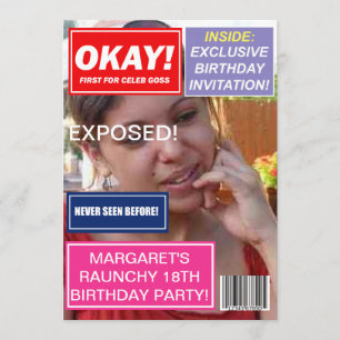 Invitación de cumpleaños personalizada de cotilleo