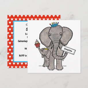 Invitación de cumpleaños personalizada de elefante
