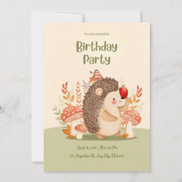 Invitación de cumpleaños personalizada de erizo de