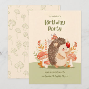 Invitación de cumpleaños personalizada de erizo de