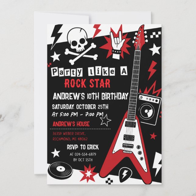 Invitación de cumpleaños personalizada de estrella (Anverso)