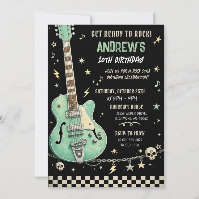 Invitación de Cumpleaños Personalizada de Estrella (Anverso)