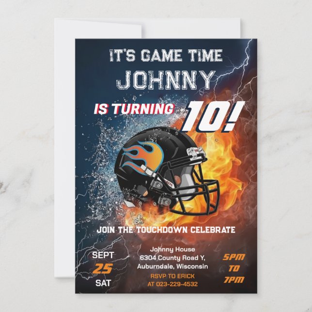Invitación de cumpleaños personalizada de fútbol a (Anverso)
