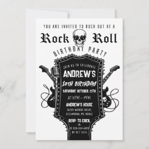 Invitación de cumpleaños personalizada de guitarra
