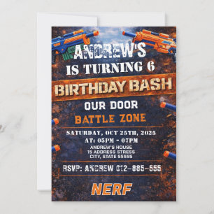 Invitación de cumpleaños personalizada de Nerf